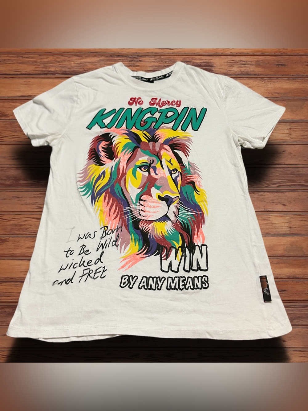 SWITCH  Men’s White Graphic Lion Short Sleeve Tee XL